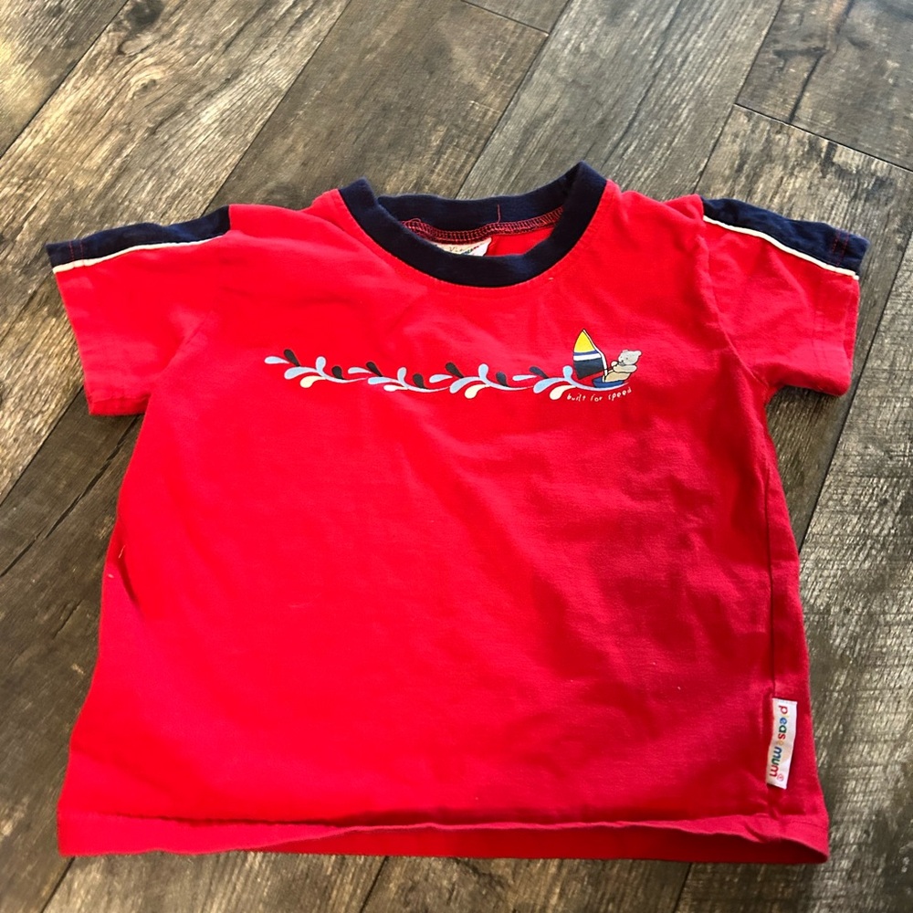 Vintage 36 months please mum Vancouver canada red Navy Tee with Sailboat Design